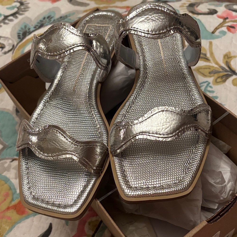 Dolce Vita Metallic Silver Sandals NWT